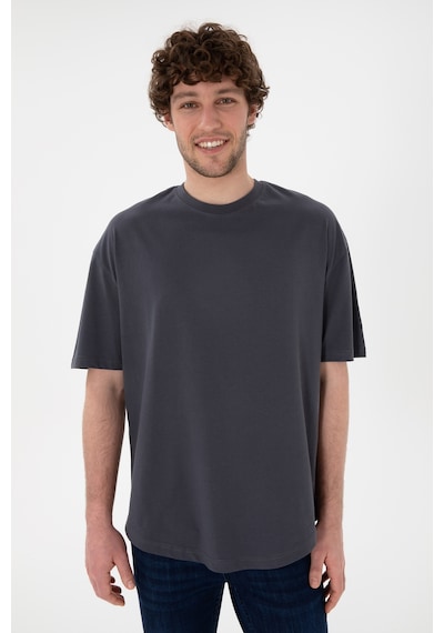 U.S. Polo Assn. Erkek Long Fit Bisiklet Yaka Antrasit Basic Tişört 50305988-VR006