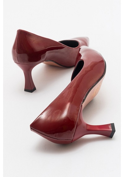 Luvishoes Pedra Bordo Rugan Kadın Topuklu Ayakkabı Bordo Rugan