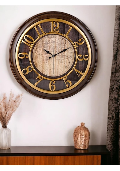 Galaxy Eskitme Dekoratif Kadranlı 50 Cm Duvar Saati Koyu Kahve Koyu Kahverengi
