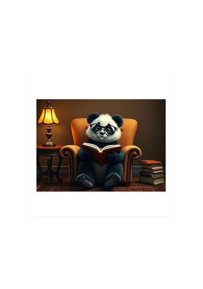 Koltuğa Oturan Panda Modern Ahşap Tablo