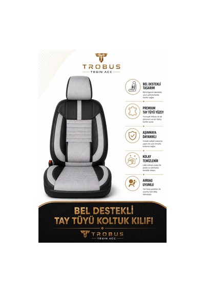 Volvo V40 2012-2019 Uyumlu Apex Serisi Gri Siyah Oto Koltuk Kılıfı