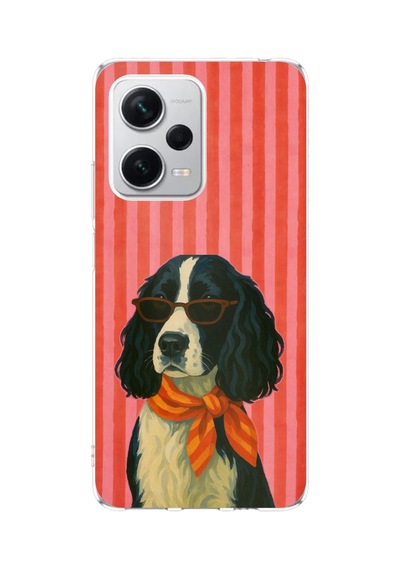 Redmi Note 12 Pro Plus Uyumlu Gözlüklü Ve Fularlı Havalı Köpek Baskılı Silikon Kılıf