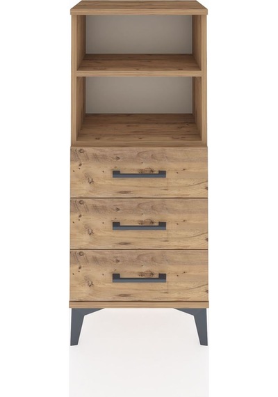 Arges Komodin 2 Raflı 3 Çekmeceli 44x30x106 Çam-çam Çam