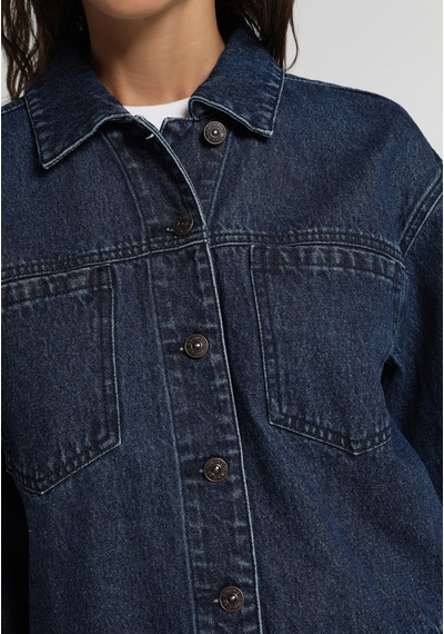 Colin's Colins Oversize Fit Düğmeli Astarsız Kadın Dark İndigo Denim Ceket Cl1082795 Q1.v1 Dn45171