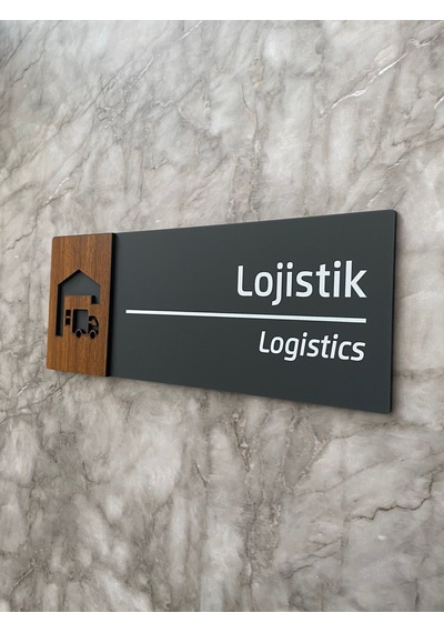Wooden Serisi Lojistik Departman Kapı İsimliği Yönlendirme Levhas