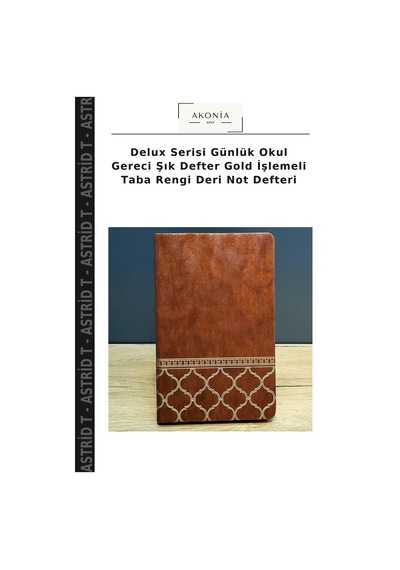 Delux Serisi Günlük Okul Gereci Şık Defter Gold İşlemeli Taba Rengi Deri Not Defteri Çok Renkli