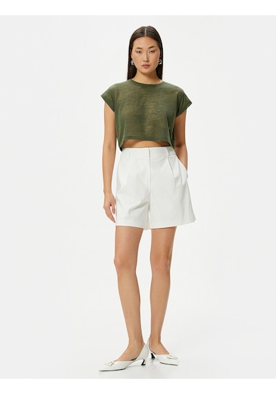 Koton Crop Tişört Kısa Kollu Slim Fit Bisiklet Yaka Haki 4sak50020ek 4SAK50020EK876 Haki Koton Crop Tişört Kısa Kollu Slim Fit Bisiklet Yaka Haki 4sak50020ek 4SAK50020EK876 Haki