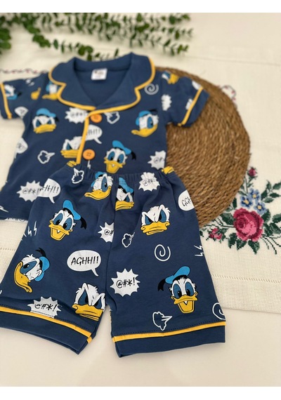 Tuembaby Dadft Duck Baskılı Erkek Bebek Kısa Kollu Şortlu Pijama Takımı Ölçüleri Açıklamada Lacivert