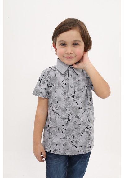 Toontoy Kids Toontoy Erkek Çocuk Desenli Tişört Gri Melanj