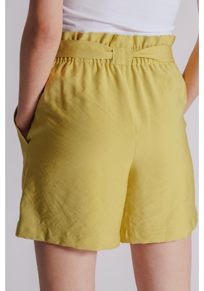 Braccas Kadın Yandan Takma Cepli Beli Lastikli Jogger Şort Lime Lime