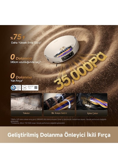 Dreame X60 Ultra Complete 35.000pa Emiş Gücü Robot Süpürge Beyaz