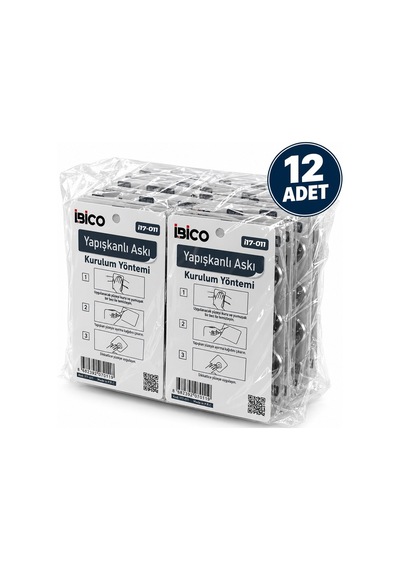 İbico İ17-011 Plastik Askı 2kg Taşıma 5 Adet Metal Uçlu Meyve Resimli Yapışkanlı Montaj - 12'li Paket Çok Renkli