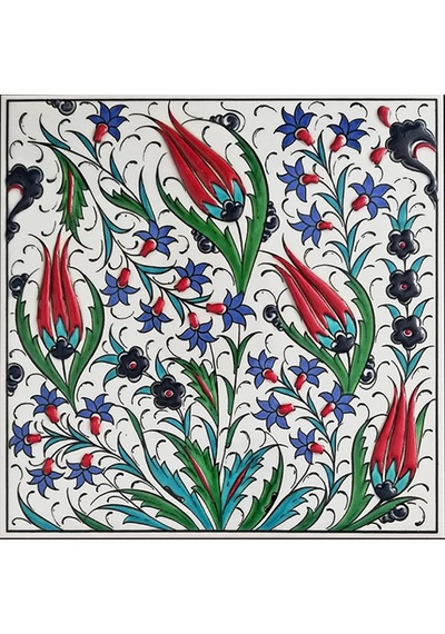 Armada Çini 20x20 Cm ED 326 Kütahya Desenli İznik Lalezar Eldekor
