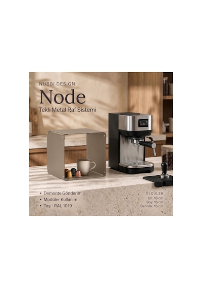 Node Modüler Metal Masaüstü Organizer Çok Amaçlı Düzenleyici Tekli Modül 16x16 Cm Bej - 943943374 Bej