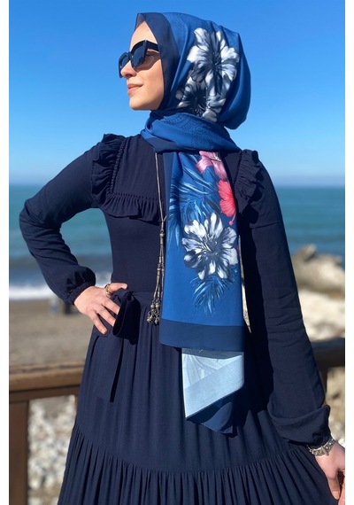 Rabia Şamlı Bade Elbise Lacivert Normal