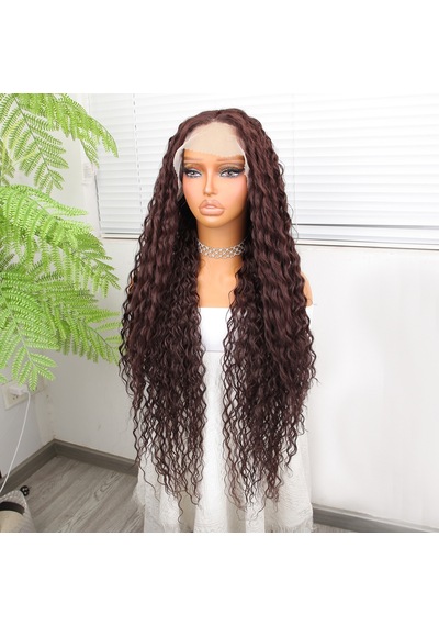 Afro Dalga Kahve Fiber Sentetik Tül Peruk - Zmff-582346 Renkli