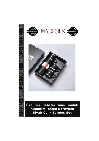 Özel Seri Babalar Günü Günlük Kullanım İçecek Koruyucu Siyah Çelik Termos Set