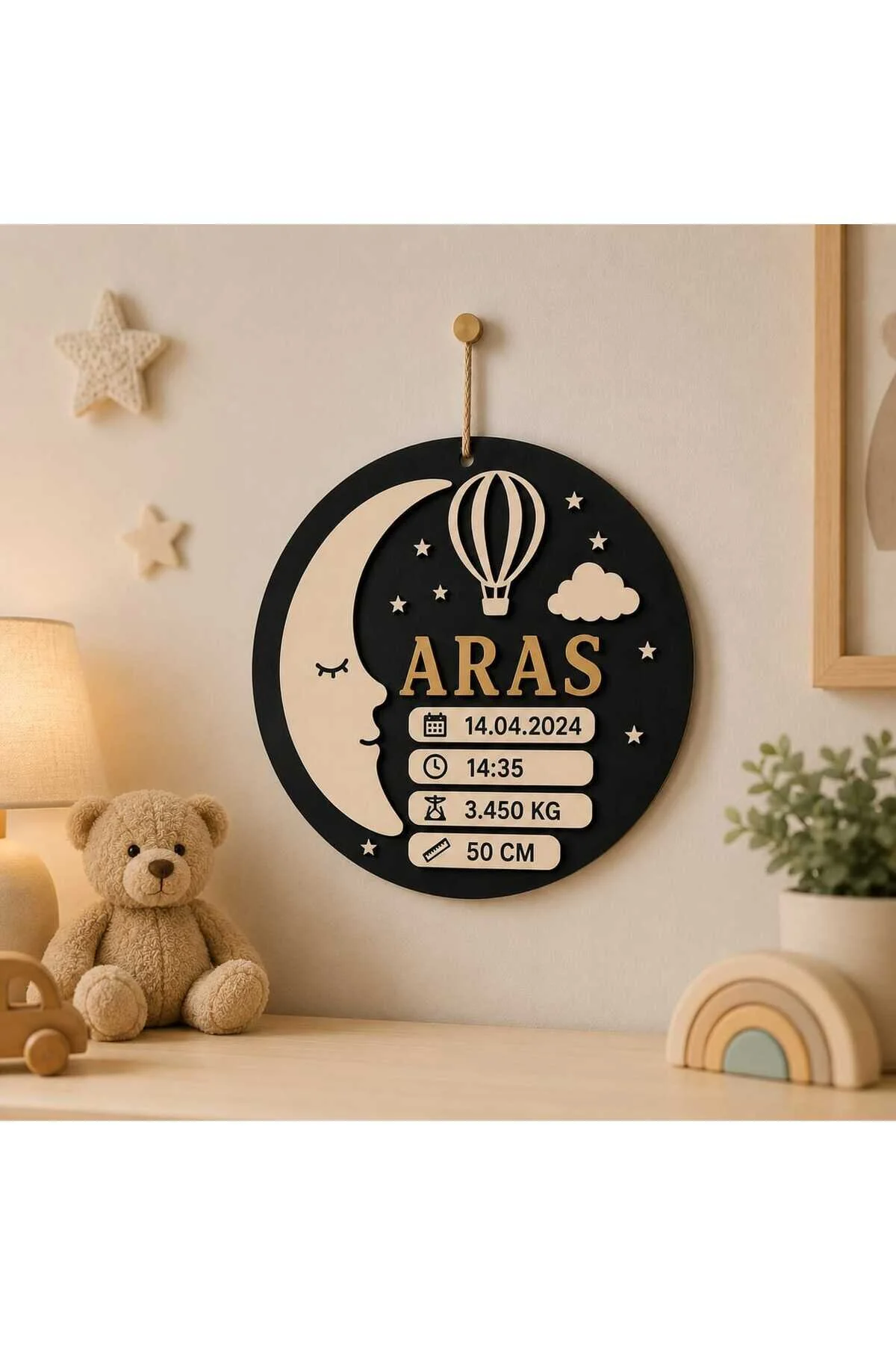 Kişiye Özel Bebek Doğum Panosu Bebek Odası Kapı Süsü Yeni Doğan Bebek Hediyesi