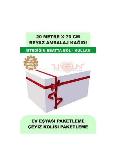70 Cm X 20 Metre Bobin Beyaz Ambalaj Kağıdı Çift Yönlü, Ev Eşyası, Çeyiz, Hediye, Ürün Paketleme 20 Adet