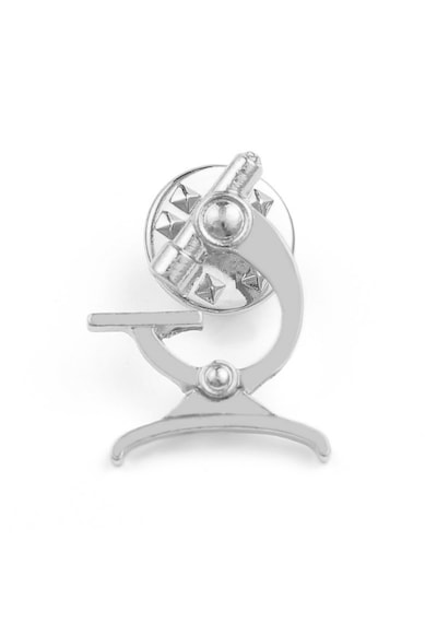 Mikroskop Desenli Medikal Broş P0574 Gümüş