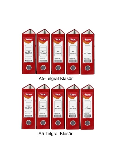 Telgraf Klasör Kırmızı Geniş A5 Plastik 10 Adet