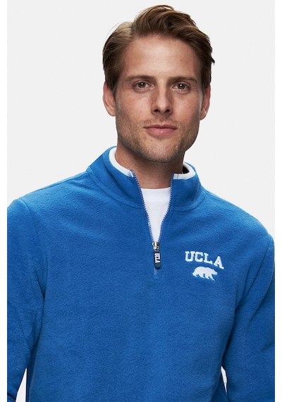 Ucla Cornıng Mavi Yarım Fermuarlı Nakışlı Polar Standard Fit Erkek Sweatshirt Mavi