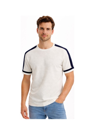 Cazador Triko Bisiklet Yaka T-shirt Erkek 34045 Ekru Ekru