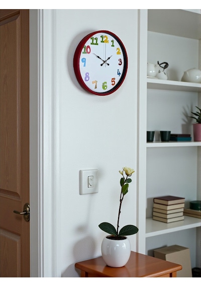 36 Cm Kırmızı Çocuk Odası Duvar Saati Diğer 64442764