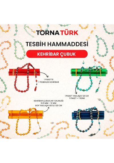 Tesbih Hammaddesi Kehribar Sıkma Çubuk Mavi Renk