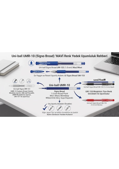Uni-ball Signo Broad Umr-10 1.0 Mm Mavi Jel Kalem Yedeği - 12 Adet Toptan Paket