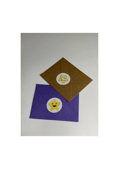 Gülen Yıldızlar Etiketi Karışık Yuvarlak Mat Çıkartma Round Sticker 3 Cm 95 Adet Çok Renkli