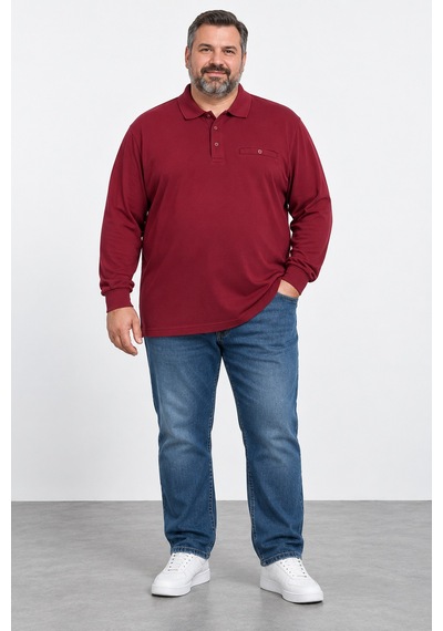 Bihan Store Erkek Battal Boy Petekli Uzun Kol Sweat 26k-116-bordo