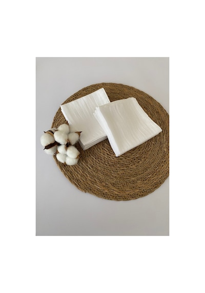 10'lu Müslin Bebek Ağız Mendili %100 Pamuk Beyaz Renk 25x25 Cm Beyaz Beyaz