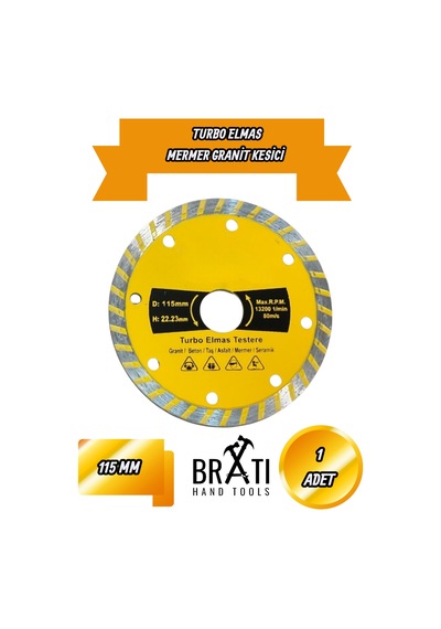 Turbo Elmas Mermer Granit Kesici Testere 115 Mm