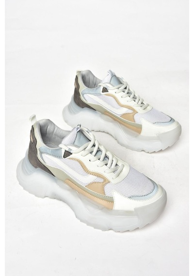 Fox Shoes S312612404 Beyaz Kumaş Kalın Tabanlı Spor Ayakkabı Sneakers Beyaz