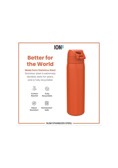 Ion8 - Paslanmaz Çelik İnce Suluk - Turuncu - 600 Ml - Sızdırmaz