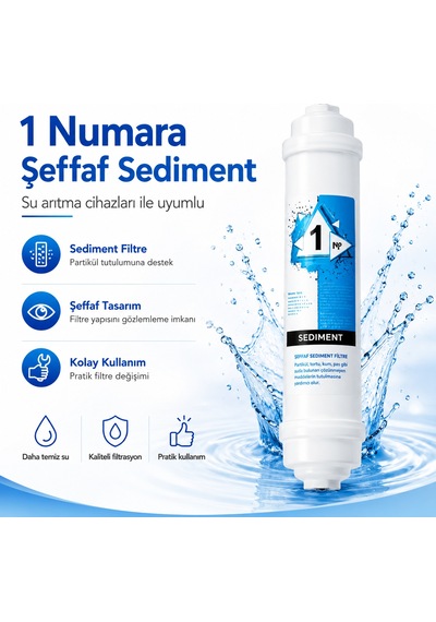 1 Numara Premium Şeffaf Sediment Su Arıtma Filtresi 408694546