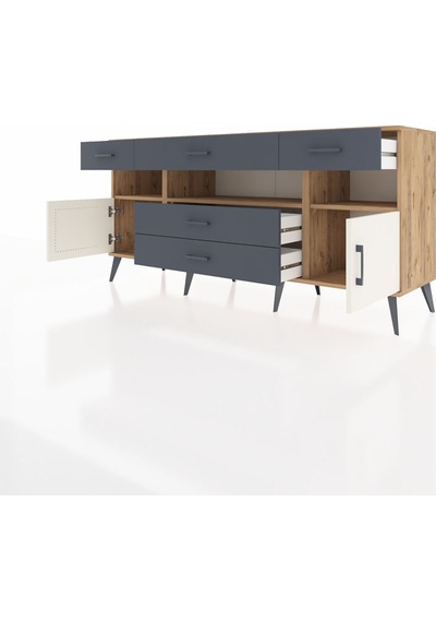 Hyperion Konsol 3 Raflı 5 Çekmeceli 2 Kapaklı 176x44x83 Çam-aytaşı/antrasit Aytaşı/antrasit Hyperion Konsol 3 Raflı 5 Çekmeceli 2 Kapaklı 176x44x83 Çam-aytaşı/antrasit Aytaşı/antrasit