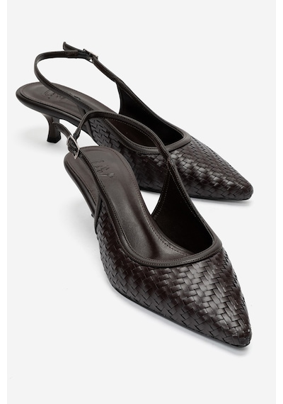 Luvi Shoes Alvessıa Kahverengi Örgü Kadın Kısa Topuklu Ayakkabı