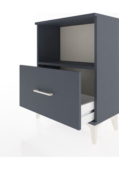 Arges Komodin Tek Çekmeceli 60x30x80 Antrasit-antrasit Antrasit