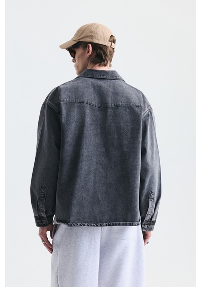 Vamos Oversize Kot Gömlek Gri