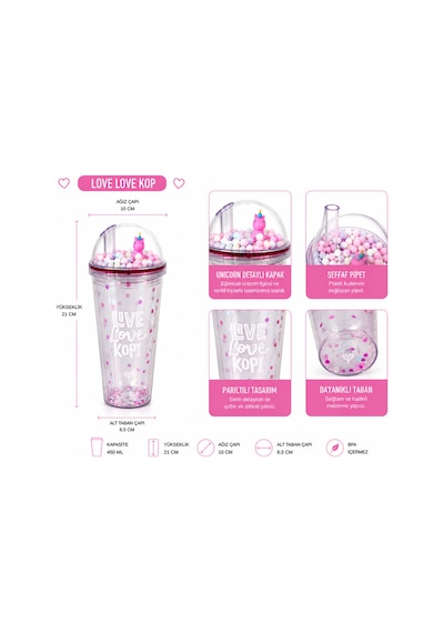 Unicorn Temalı Pipetli Bardak 450 Ml Pembe Renkli Çocuk Matara Şeffaf Kapaklı Bpa İçermez 4 Farklı Model Çok Renkli - Pembe&mor Tonlu Unicorn Temalı Pipetli Bardak 450 Ml Pembe Renkli Çocuk Matara Şeffaf Kapaklı Bpa İçermez 4 Farklı Model Çok Renkli - Pembe&mor Tonlu