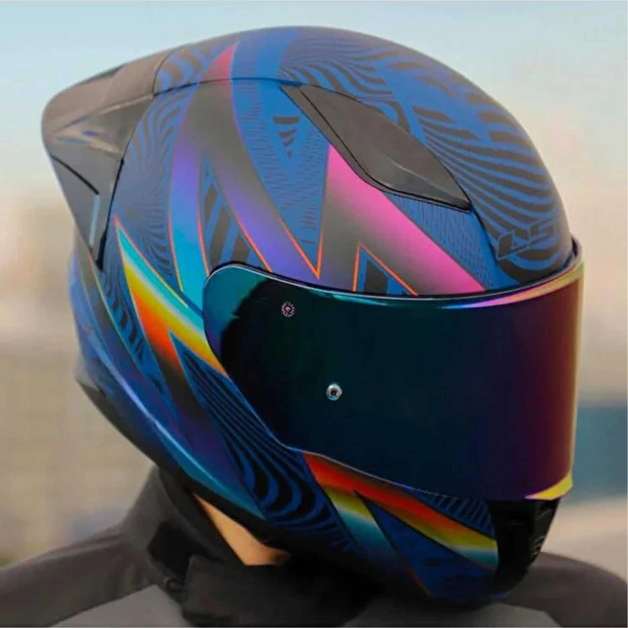 Ls2 Rapid 2 Optik Full Face Gökkuşağı Vizörlü Motosiklet Kaskı Mavi - Mor