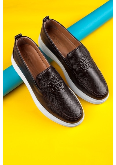 Stamped Hakiki Deri Erkek Günlük Ayakkabı, Loafer Ayakkabı, Hafif Ayakkabı, Yazlık Ayakkabı