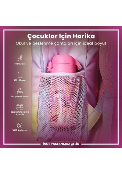Ion8 - Paslanmaz Çelik Çocuk Suluk - Dondurma - 400 Ml - Sızdırmaz Çok Renkli