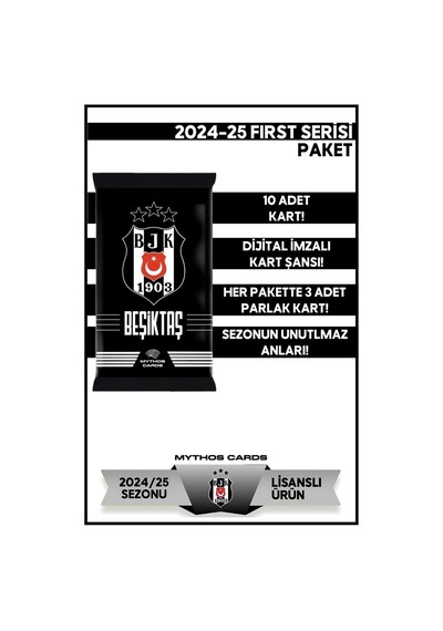 Mythos Cards Beşiktaş 2024-2025 Sezonu Fırst Koleksiyon Kartları Eğlenceli Aile Oyunu 10 Adet