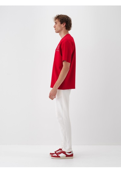 Xint Kırmızı Pamuk Dokulu Oversize Tişört 502175