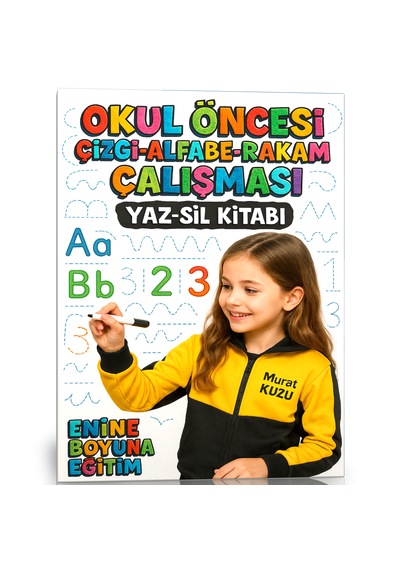 Okul Öncesi Çizgi-alfabe-rakam Çalışması Yaz-sil Kitap Seti 3 Ki