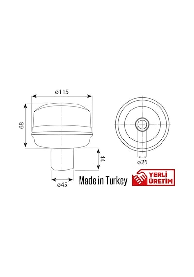 Döner Lamba Üç Fonksiyonlu Ledli Boru Tipi Kablolu Kısa Tip Sarı 12/110v