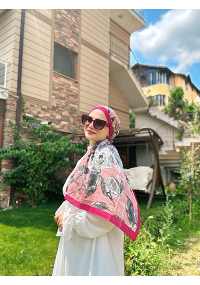 Moda Kaşmir Açelya Desen Çizgili Bambu Şal Fuşya